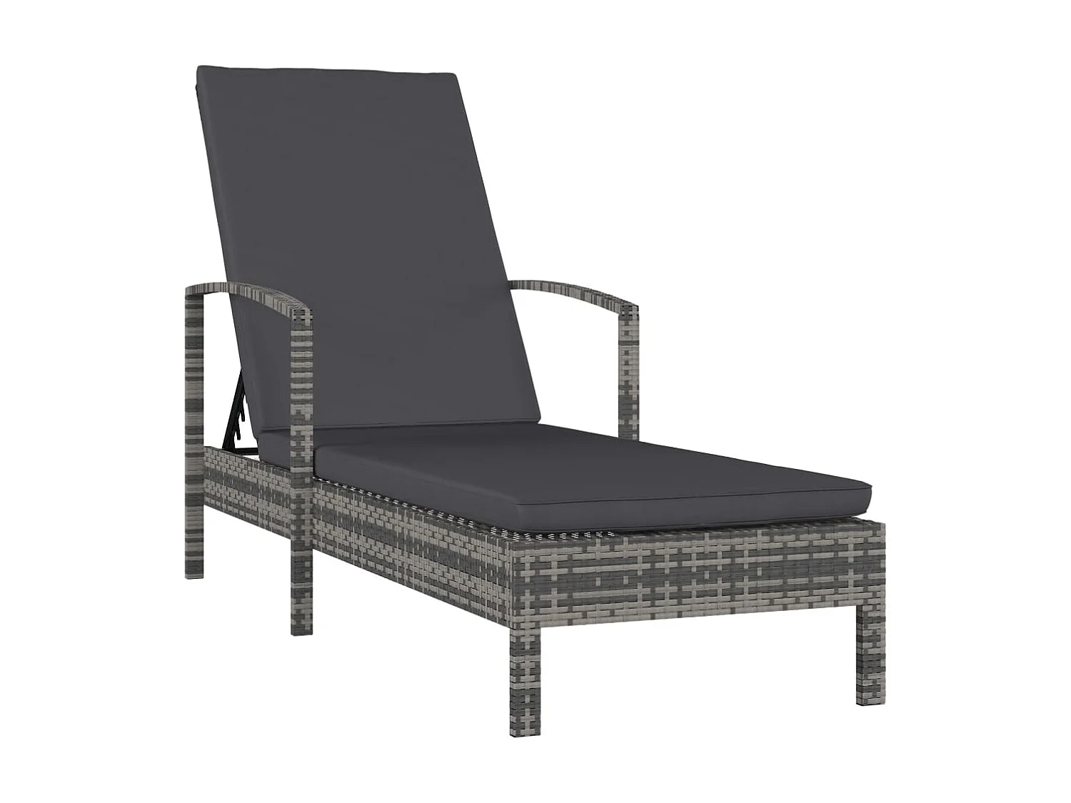 Ligbed met armleuningen poly rattan grijs NL513325