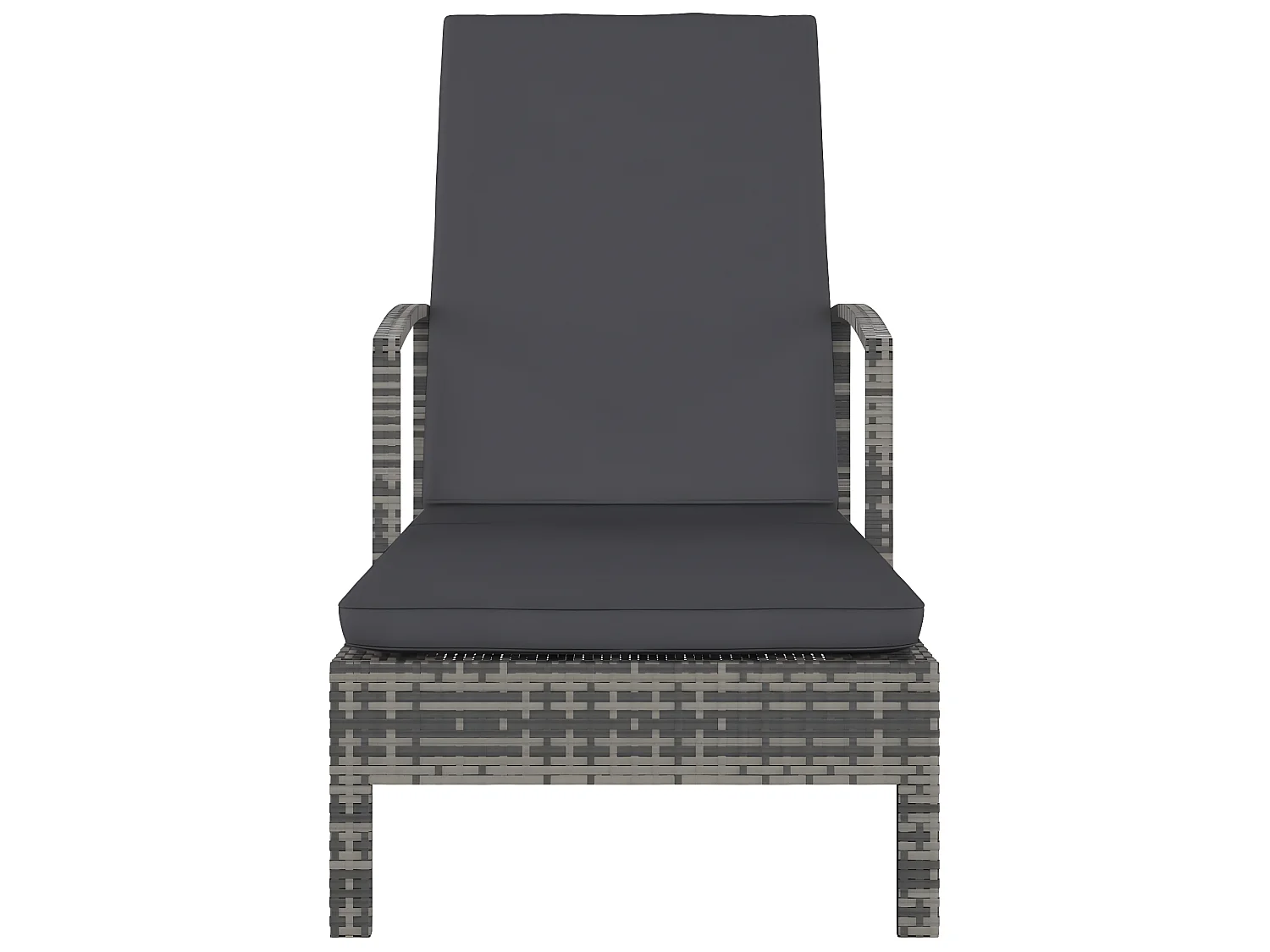 Ligbed met armleuningen poly rattan grijs NL513325