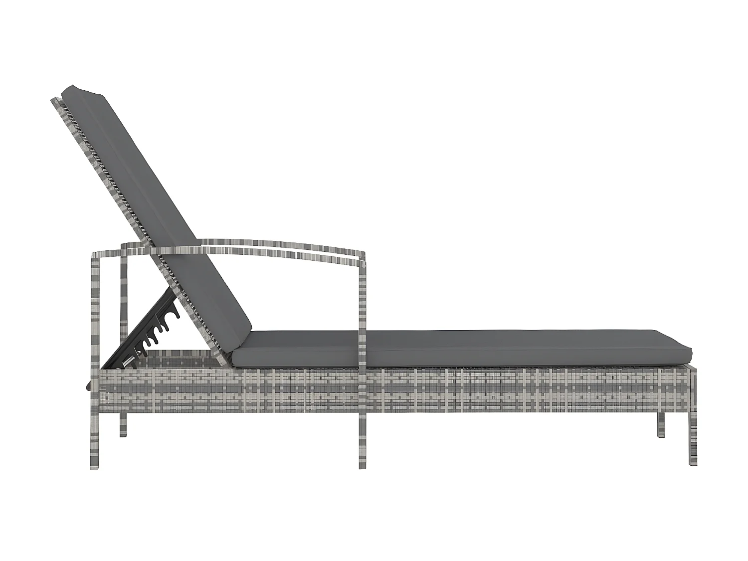 Bain de soleil avec accoudoirs Résine tressée Gris SEF20774