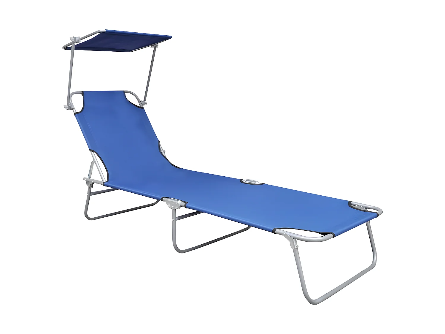 Bain de soleil pliable avec auvent Bleu Aluminium SEF90408