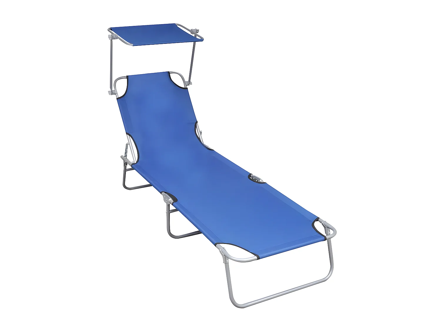 Bain de soleil pliable avec auvent Bleu Aluminium SEF90408