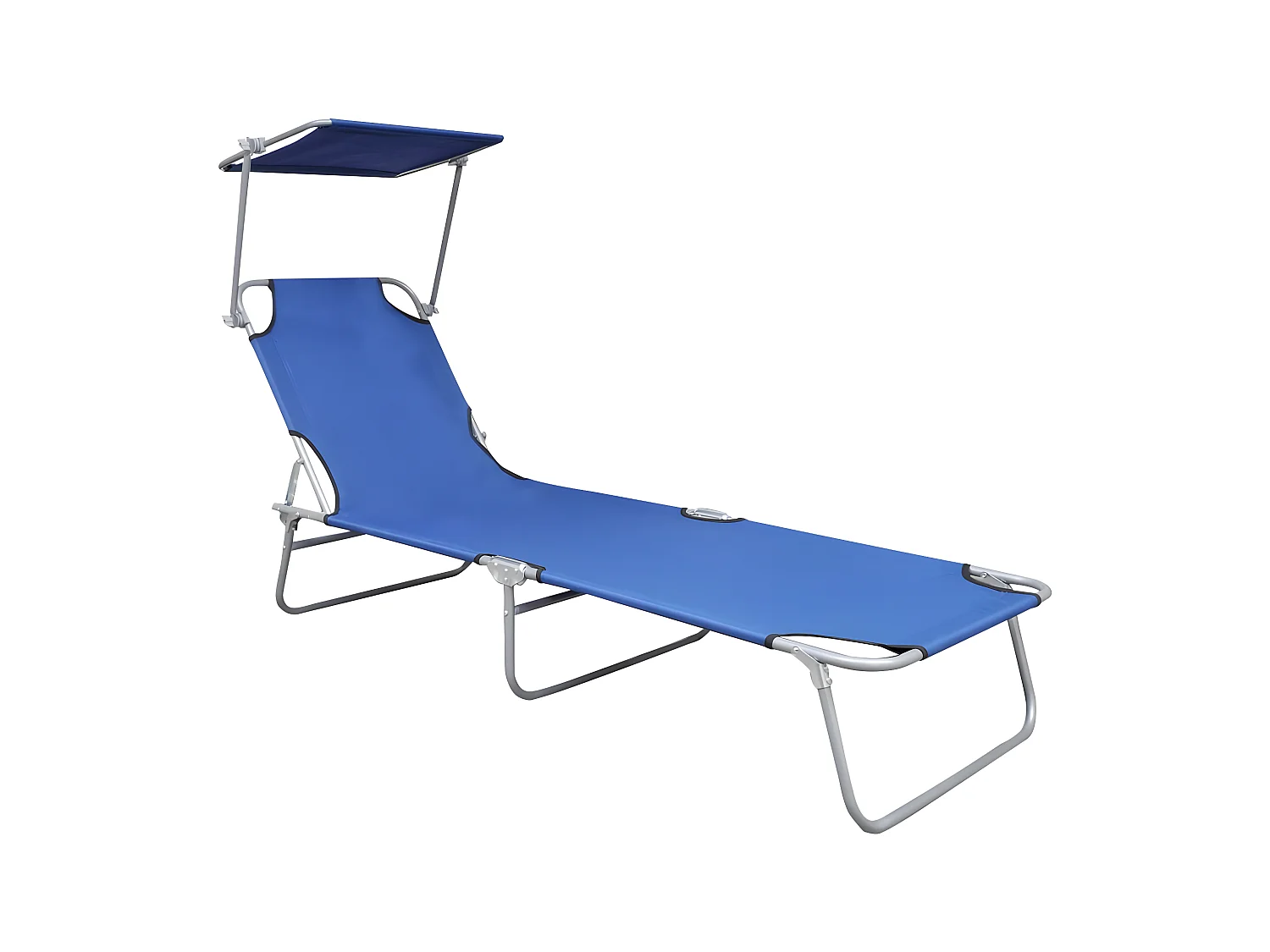 Ligbed inklapbaar met luifel aluminium blauw NL465867