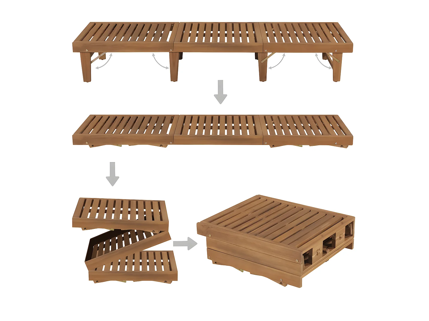 Tumbona plegable con cojín madera maciza de acacia ES72225