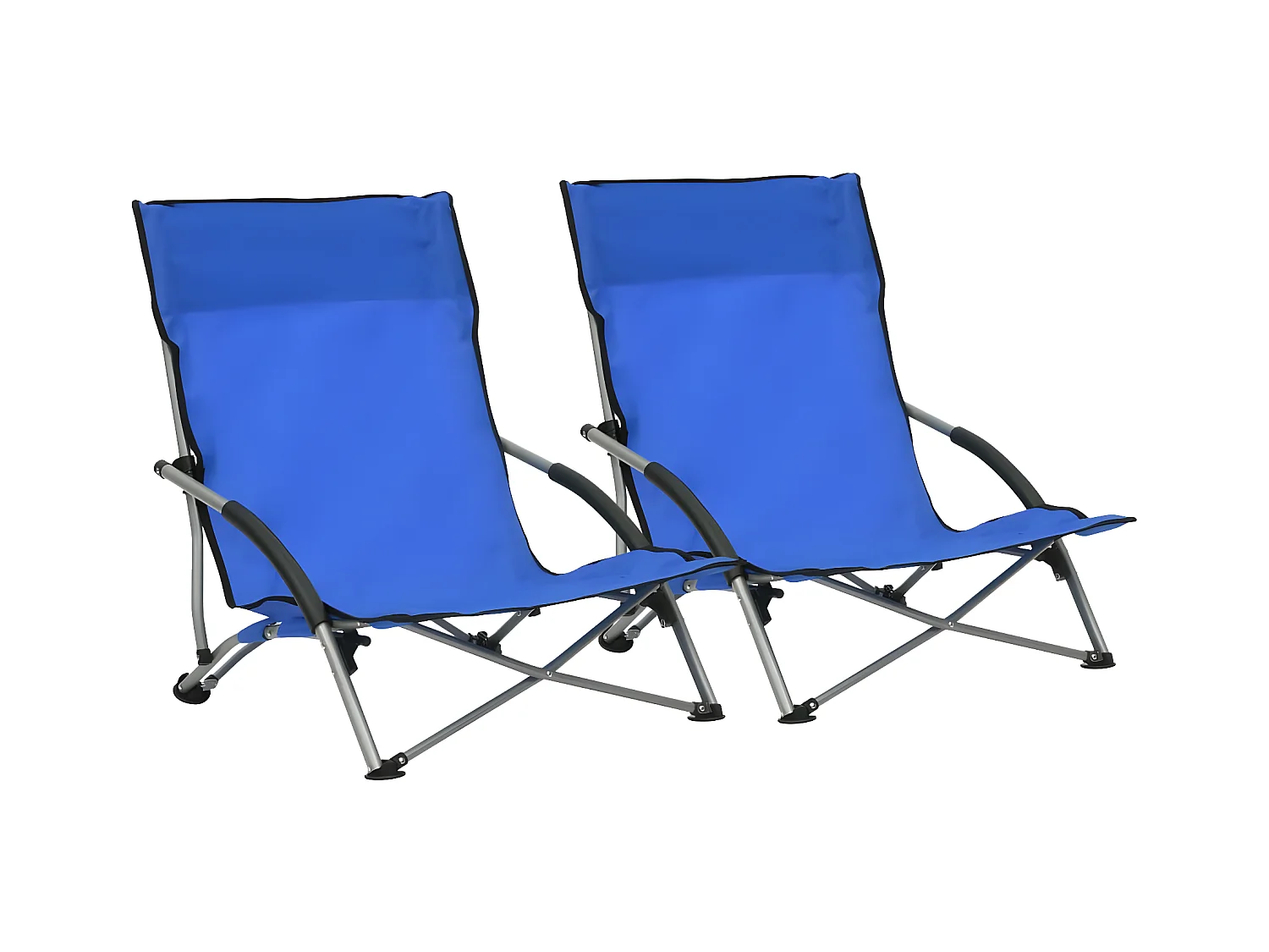 Strandstoelen 2 st inklapbaar stof blauw NL170298