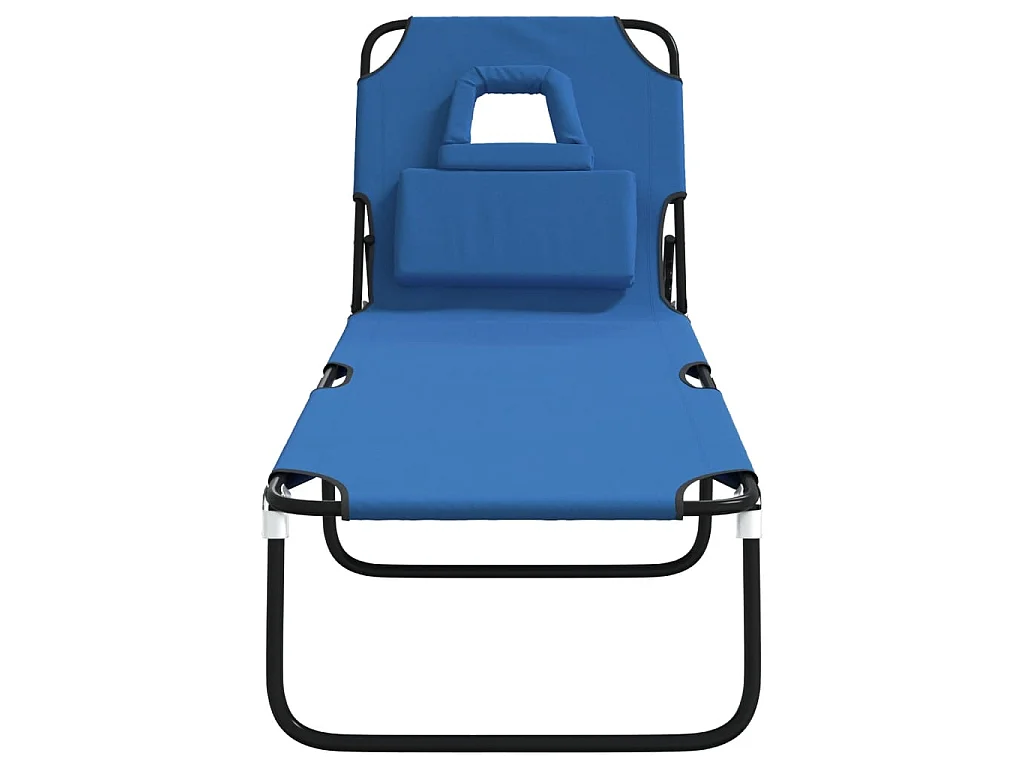 Ligbed inklapbaar oxford stof en gepoedercoat staal blauw NL226501