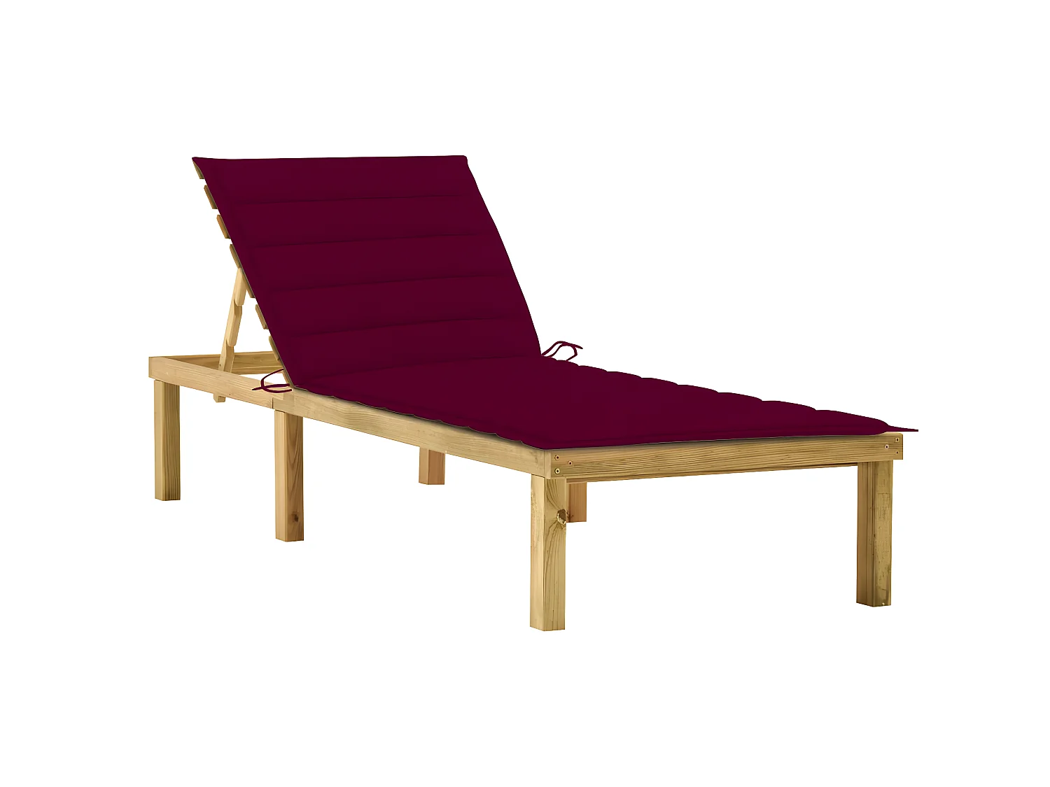Bain de soleil avec coussin bordeaux Bois de pin imprégné SEF73096