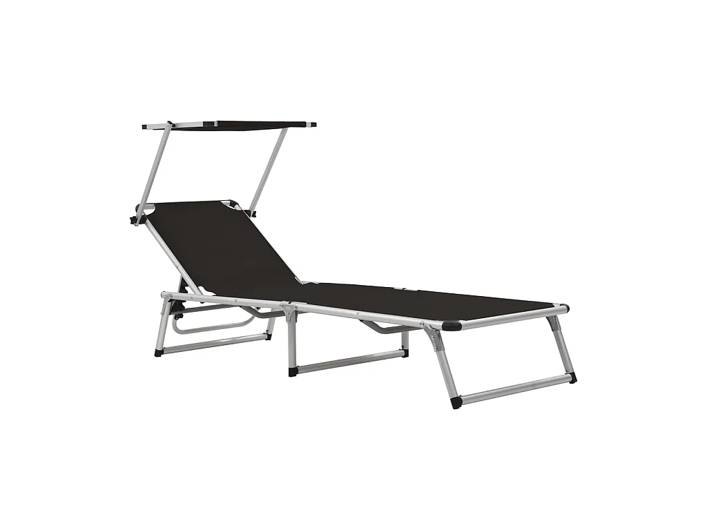 Tumbona plegable con techo aluminio y textileno negra ES57631
