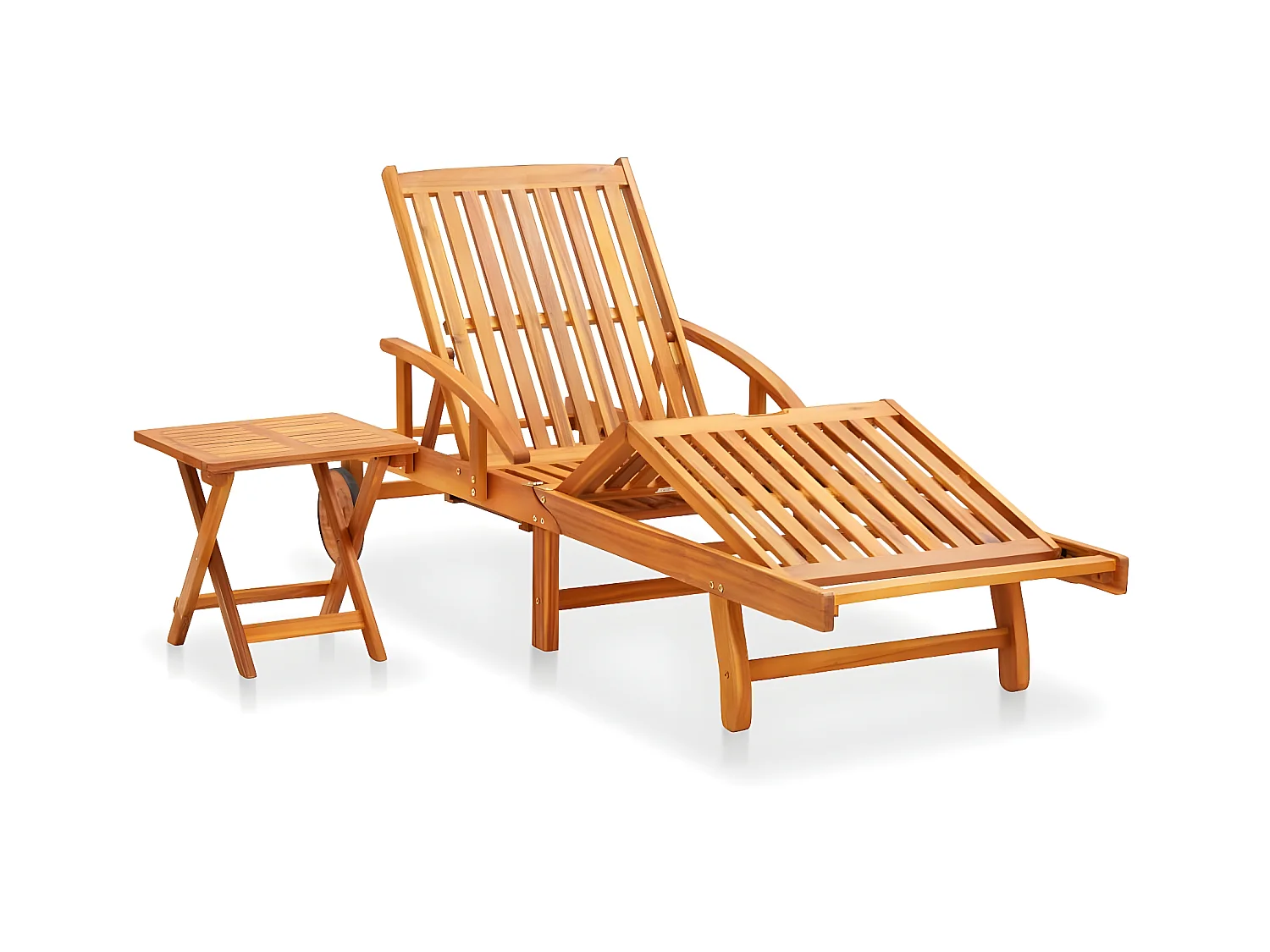 Bain de soleil de jardin avec table et coussin Bois d'acacia SEF49404