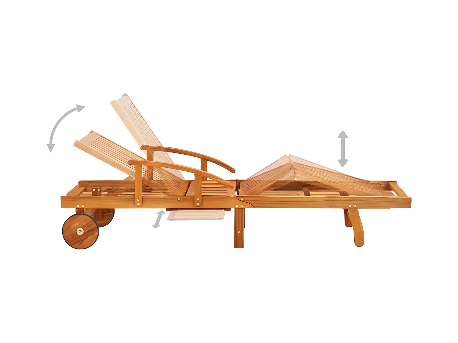 Bain de soleil de jardin avec table et coussin Bois d'acacia SEF49404