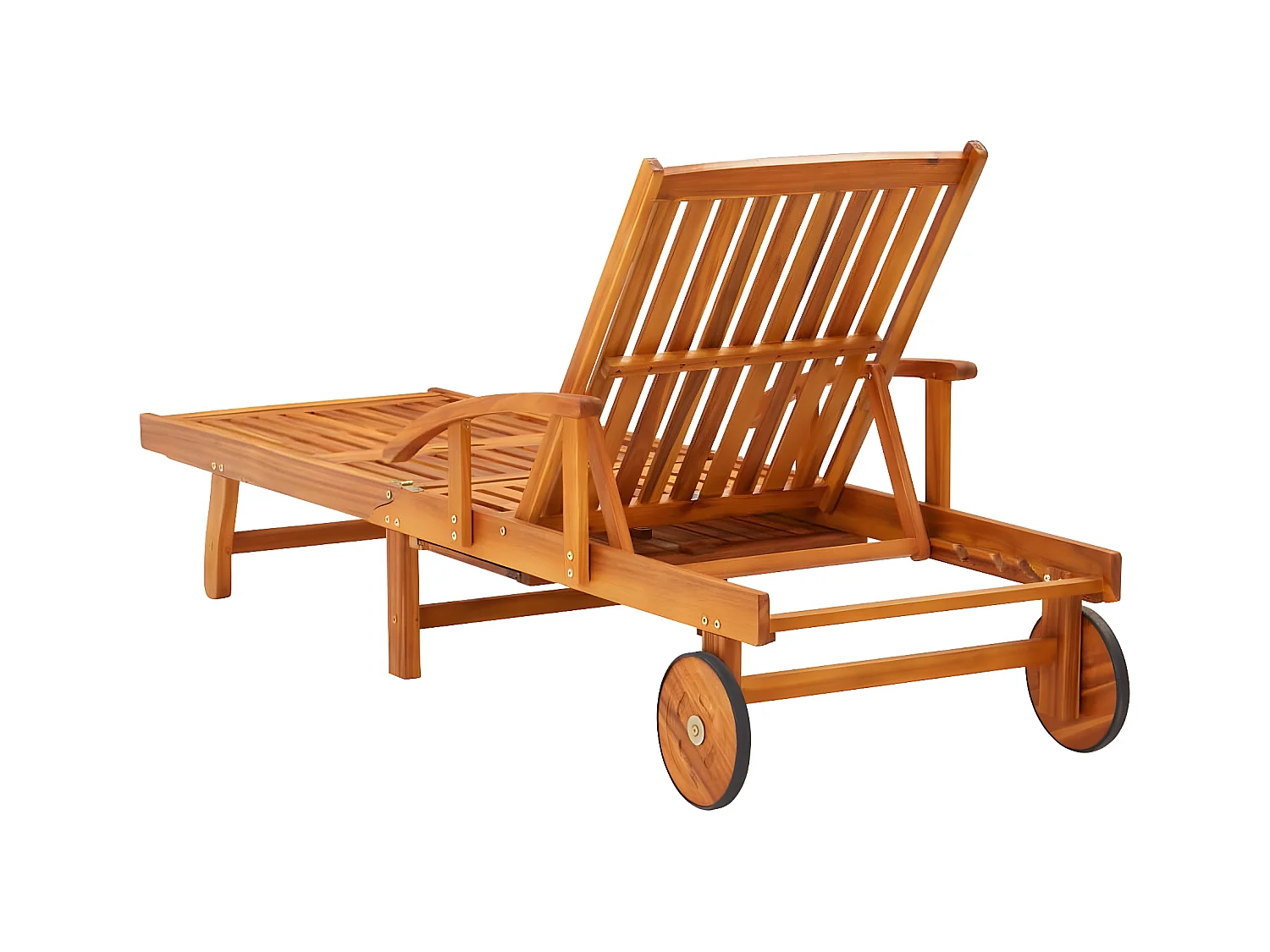 Bain de soleil de jardin avec table et coussin Bois d'acacia SEF49404