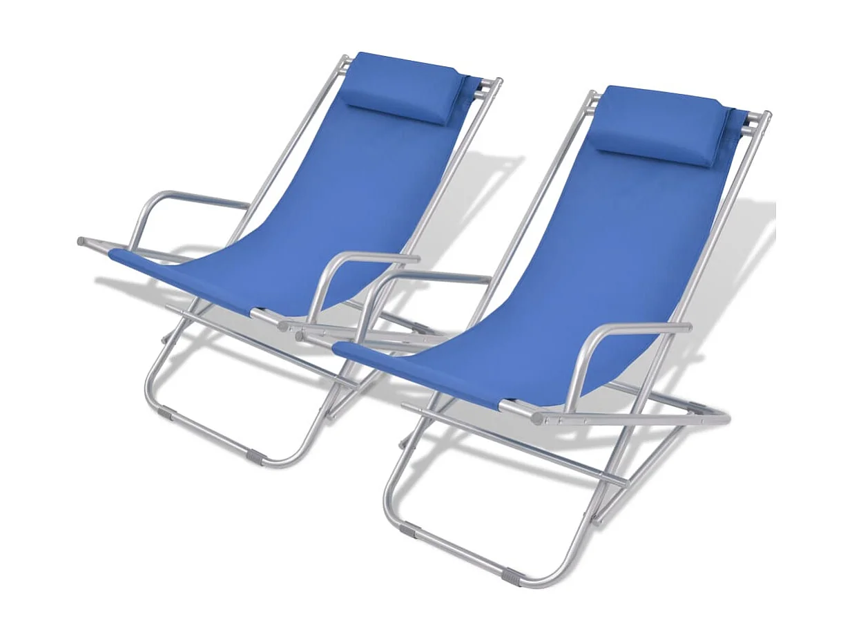 Chaises inclinables de terrasse 2 pcs Acier Bleu SEF97344