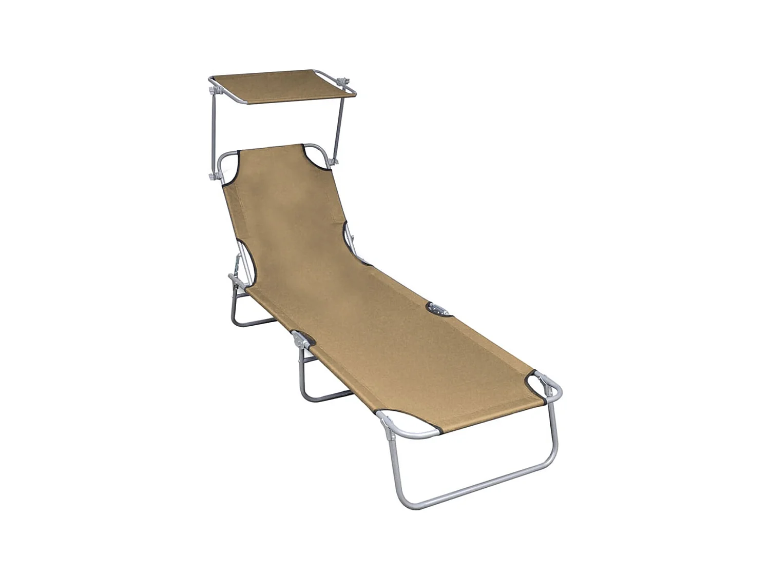 Bain de soleil pliable avec auvent Taupe Aluminium SEF62028