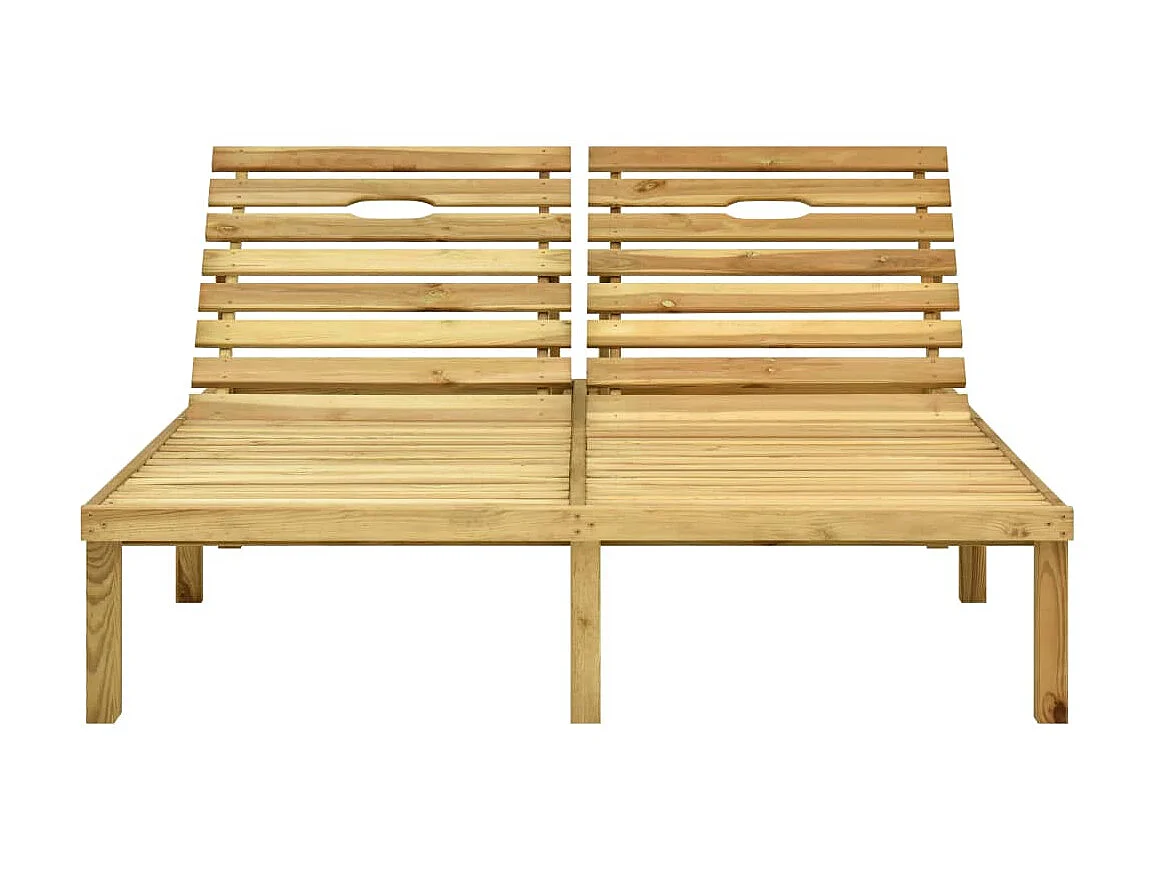 Bain de soleil double et coussin gris Bois de pin imprégné SEF96735