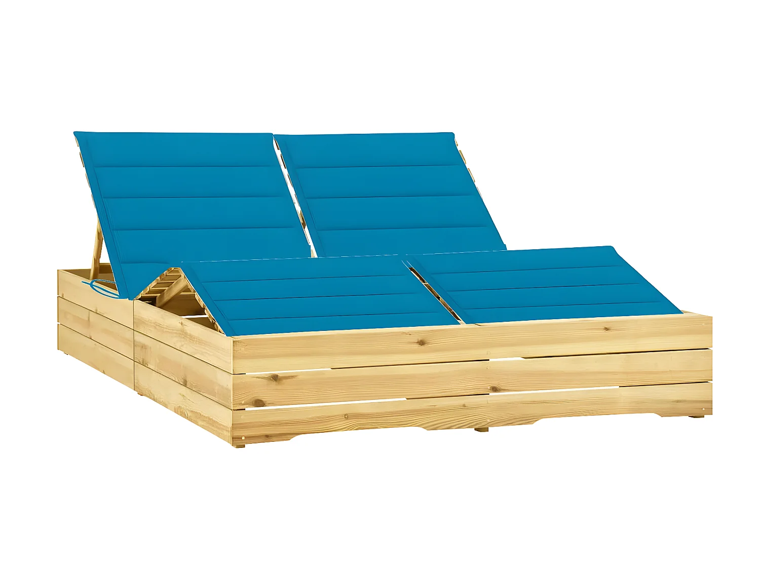 Bain de soleil double et coussin bleu Bois de pin imprégné SEF64946