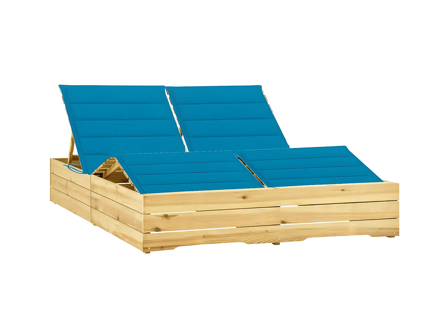 Bain de soleil double et coussin bleu Bois de pin imprégné SEF64946