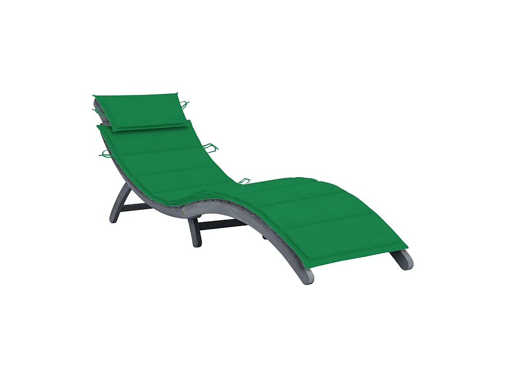 Bain de soleil avec coussin Gris Bois d'acacia solide SEF17806