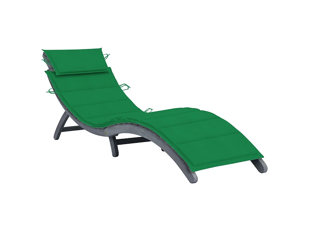 Bain de soleil avec coussin Gris Bois d'acacia solide SEF17806