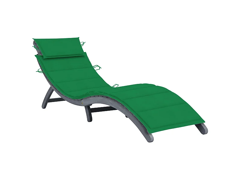 Bain de soleil avec coussin Gris Bois d'acacia solide SEF17806