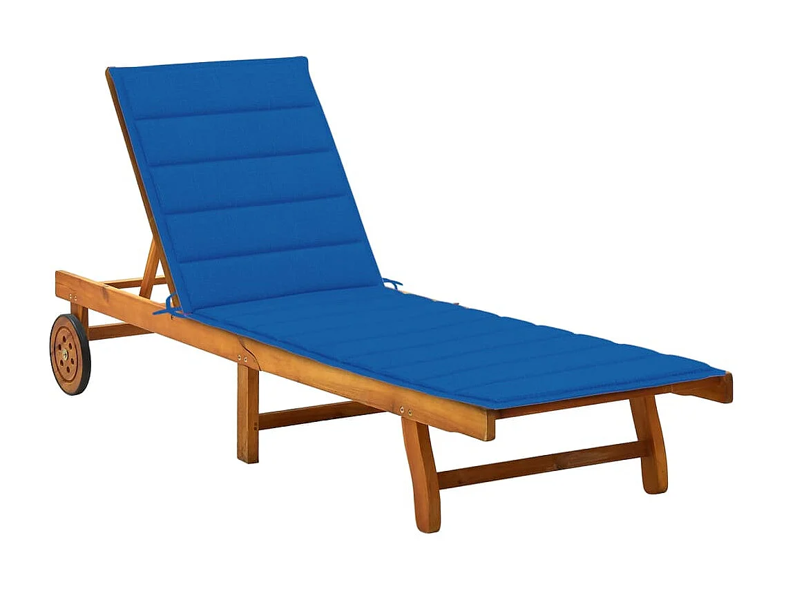 Bain de soleil avec coussin Bois d'acacia solide PEWV35481