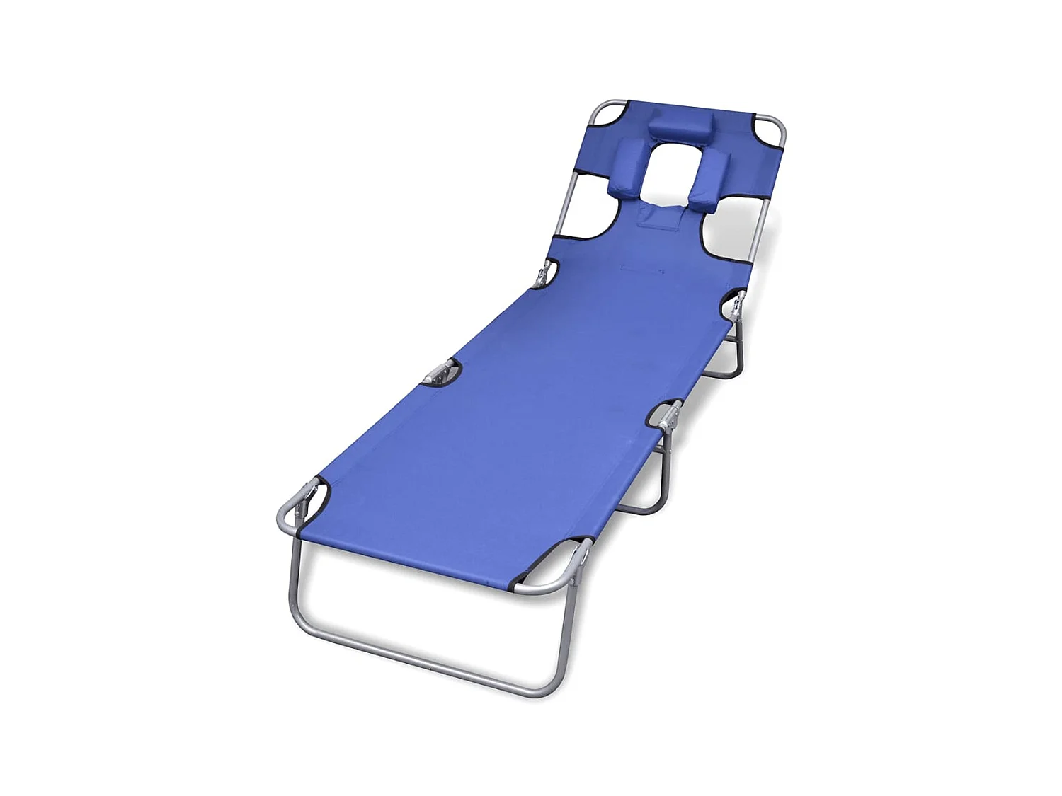 Bain de soleil avec coussin de tête Acier enduit de poudre Bleu SEF78232