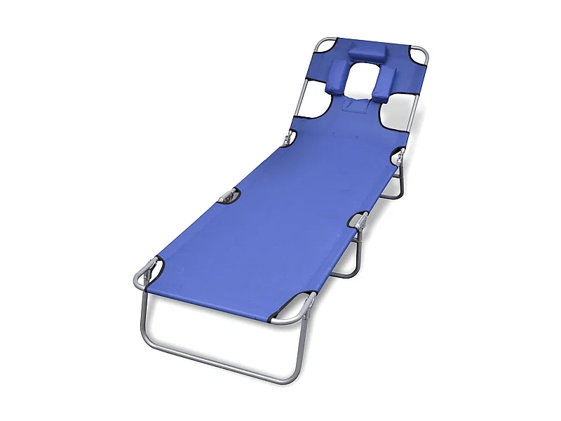 Ligbed inklapbaar met hoofdkussen gepoedercoat staal blauw NL784922