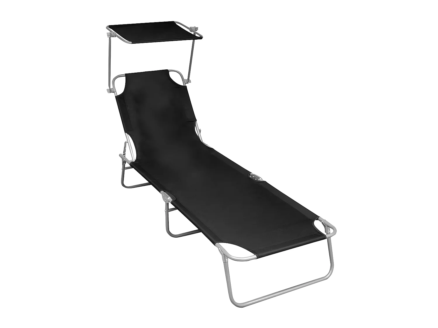 Bain de soleil pliable avec auvent Noir Aluminium SEF63530