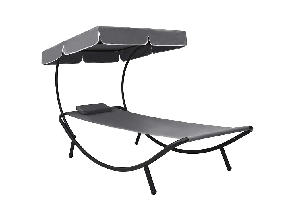 Bain de soleil avec auvent et oreiller Gris PEWV16554