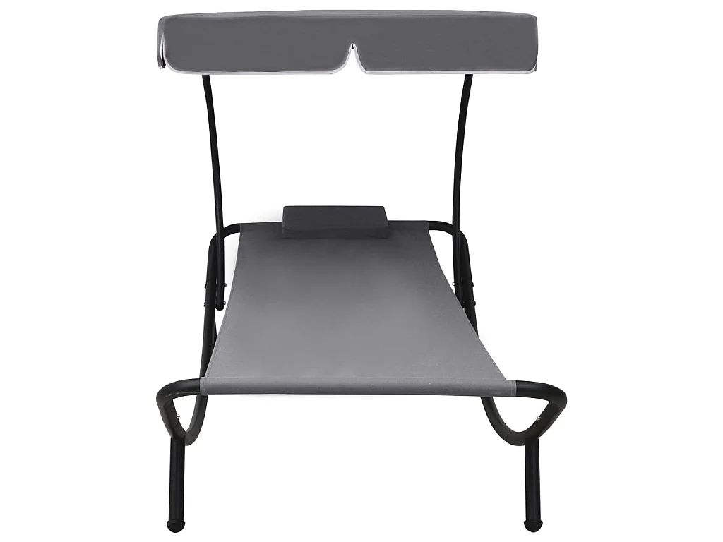 Bain de soleil avec auvent et oreiller Gris PEWV16554