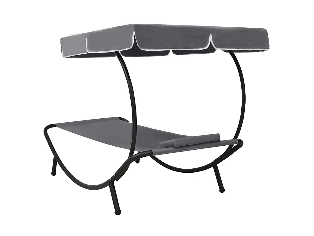 Bain de soleil avec auvent et oreiller Gris PEWV16554