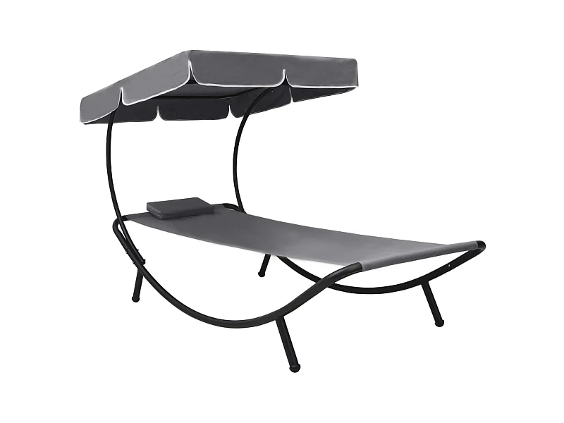 Bain de soleil avec auvent et oreiller Gris PEWV16554