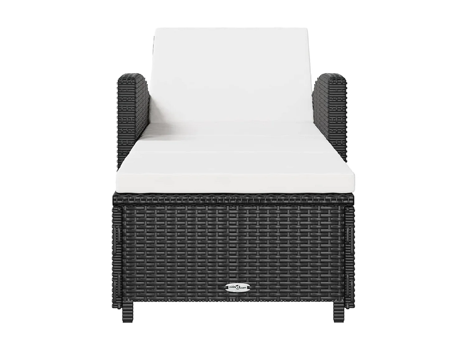 Ligbed met crèmewit kussen poly rattan zwart NL806769