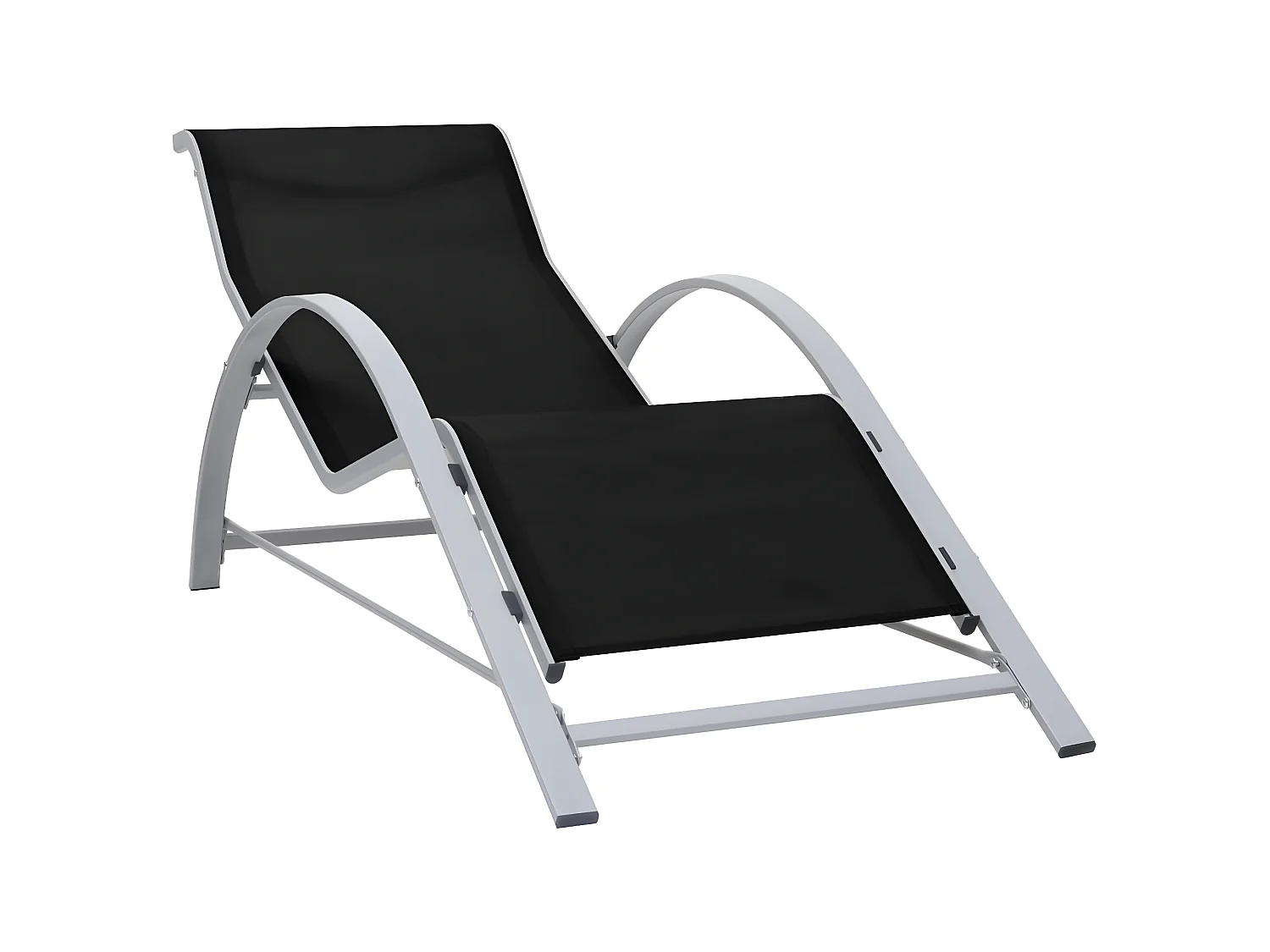 Ligbedden 2 st met tafel aluminium zwart NL712034