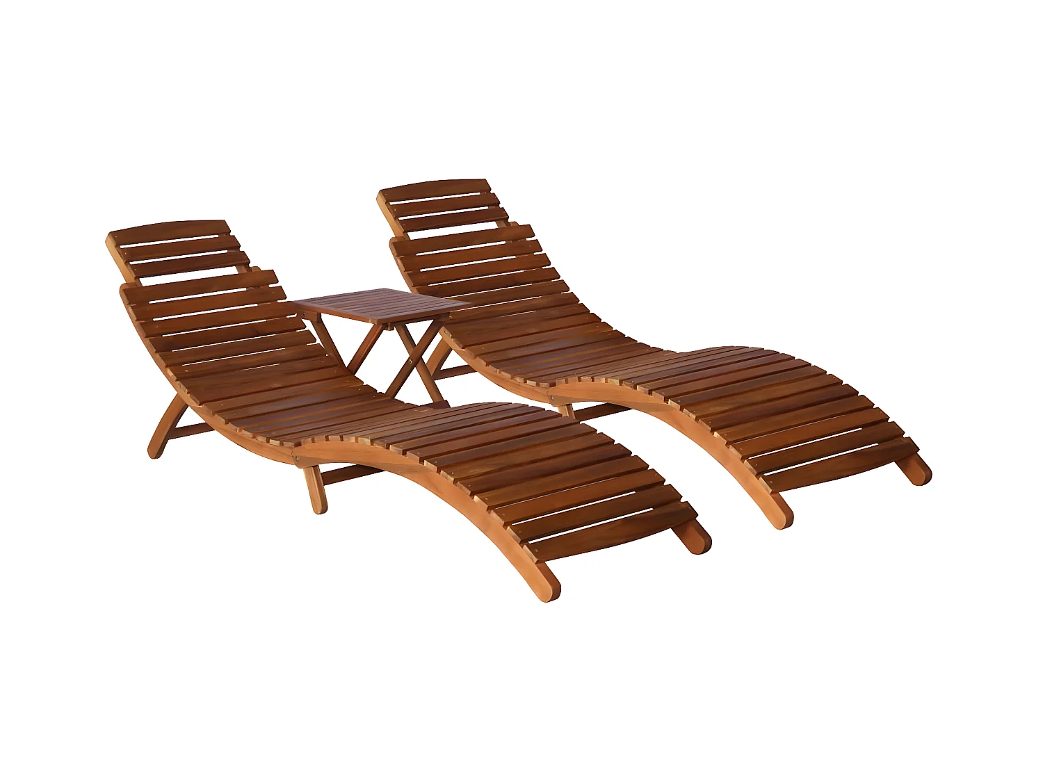 Bain de soleil avec table à thé 3 pcs Bois d'acacia massif SEF10360