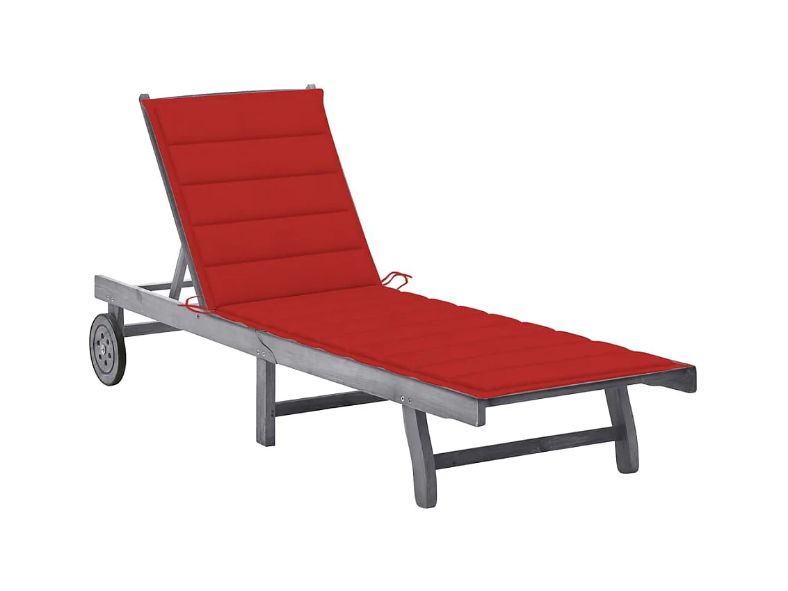 Bain de soleil de jardin avec coussin Gris Bois d'acacia solide SEF39265