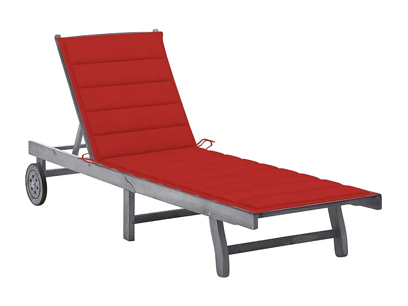 Bain de soleil de jardin avec coussin Gris Bois d'acacia solide SEF39265