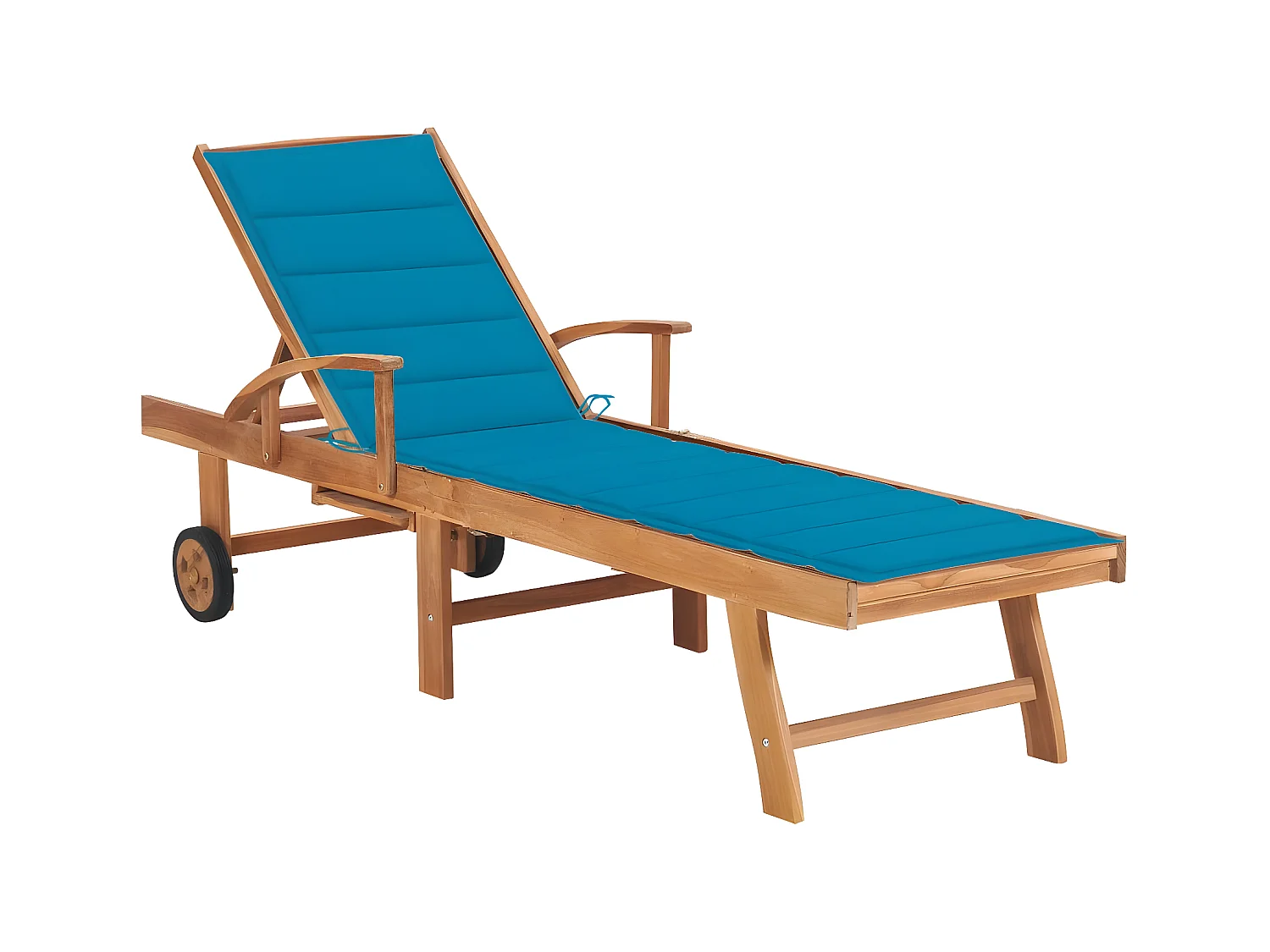 Bain de soleil avec coussin bleu Bois de teck solide SEF98903