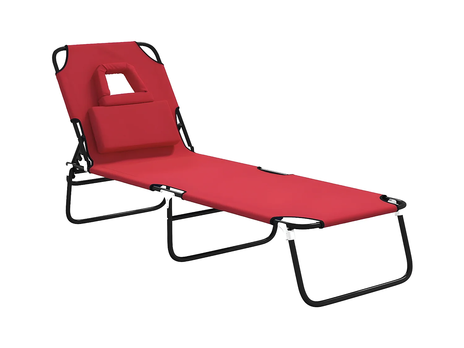 Ligbed inklapbaar oxford stof en gepoedercoat staal rood NL802869