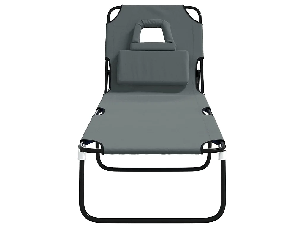 Bain de soleil pliante gris tissu oxford acier enduit de poudre PEWV38011