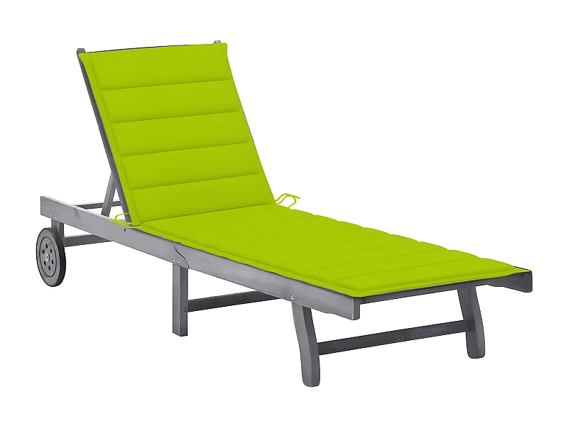 Bain de soleil de jardin avec coussin Gris Bois d'acacia solide SEF19294