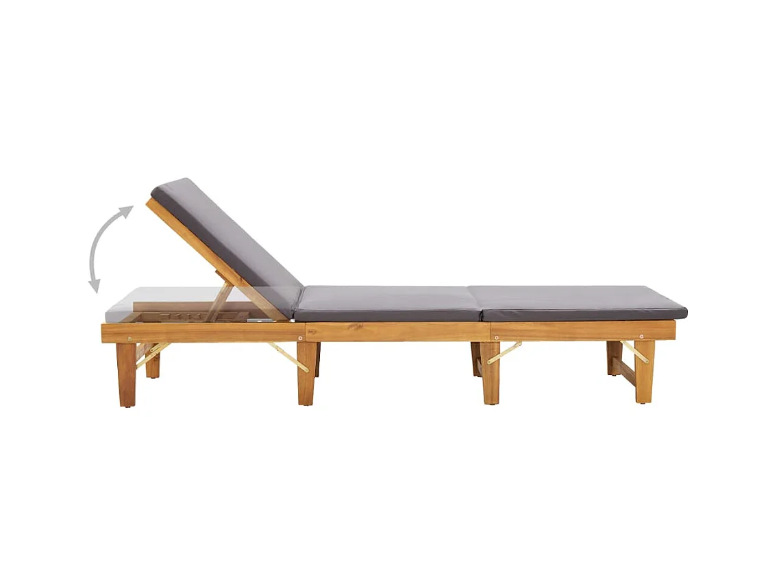 Bain de soleil pliante avec coussin Bois d'acacia solide SEF78054