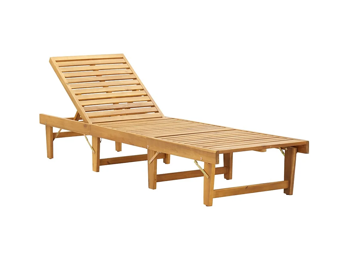 Bain de soleil pliante avec coussin Bois d'acacia solide SEF78054