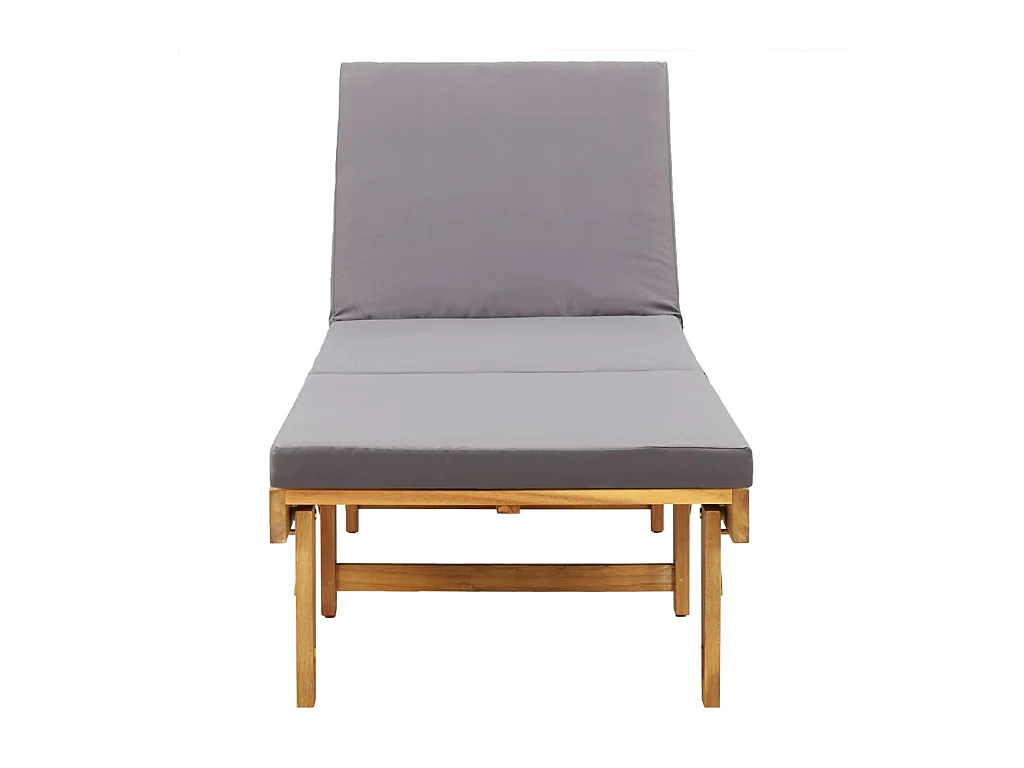 Bain de soleil pliante avec coussin Bois d'acacia solide SEF78054