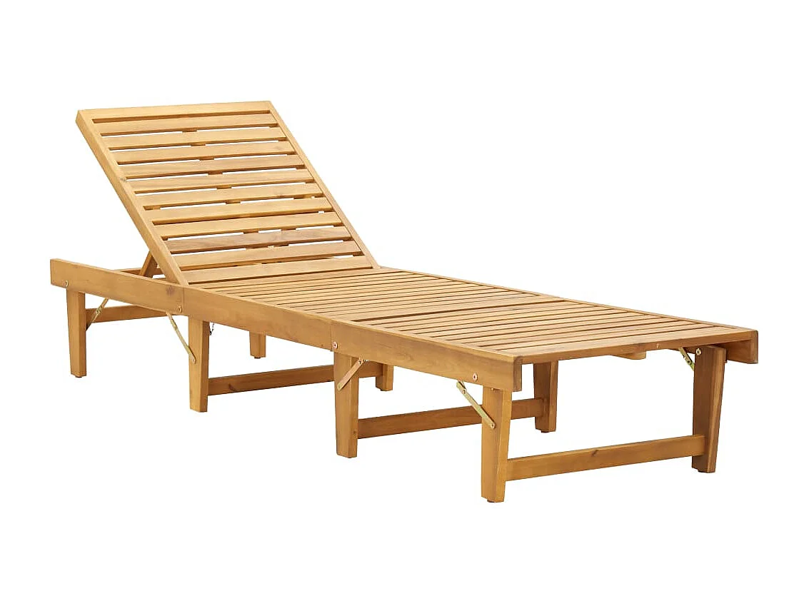 Bain de soleil pliante avec coussin Bois d'acacia solide SEF78054