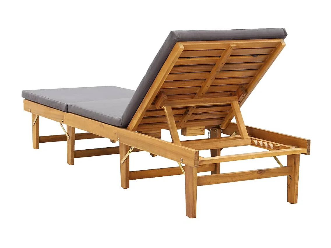 Bain de soleil pliante avec coussin Bois d'acacia solide SEF78054