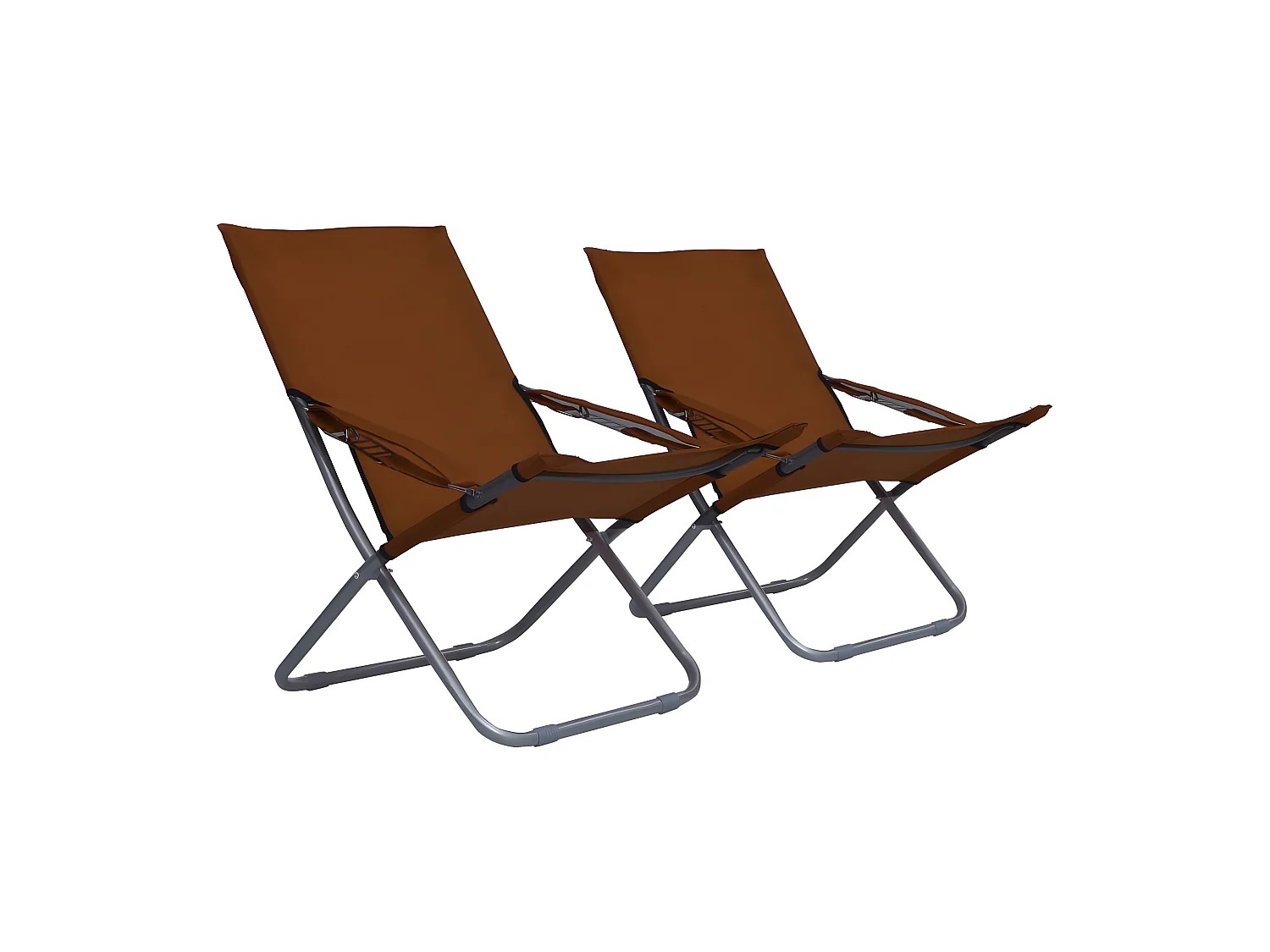 Bains de soleil pliables 2 pcs Tissu Marron SEF48932