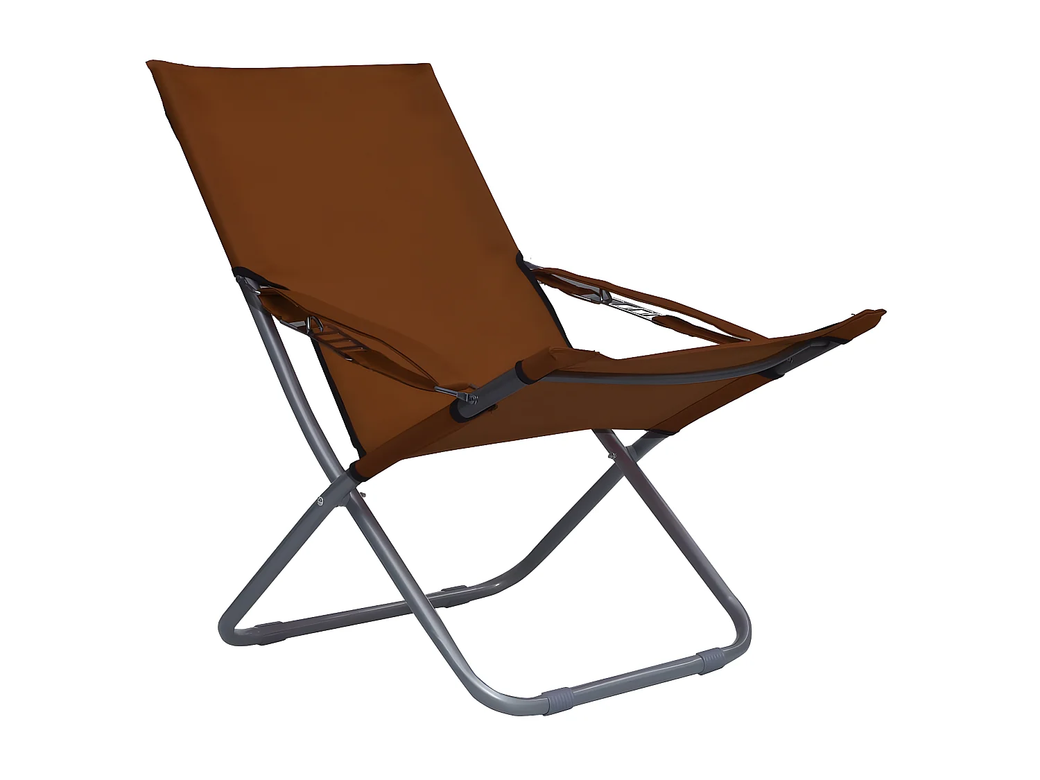 Bains de soleil pliables 2 pcs Tissu Marron SEF48932