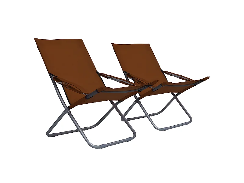 Bains de soleil pliables 2 pcs Tissu Marron SEF48932