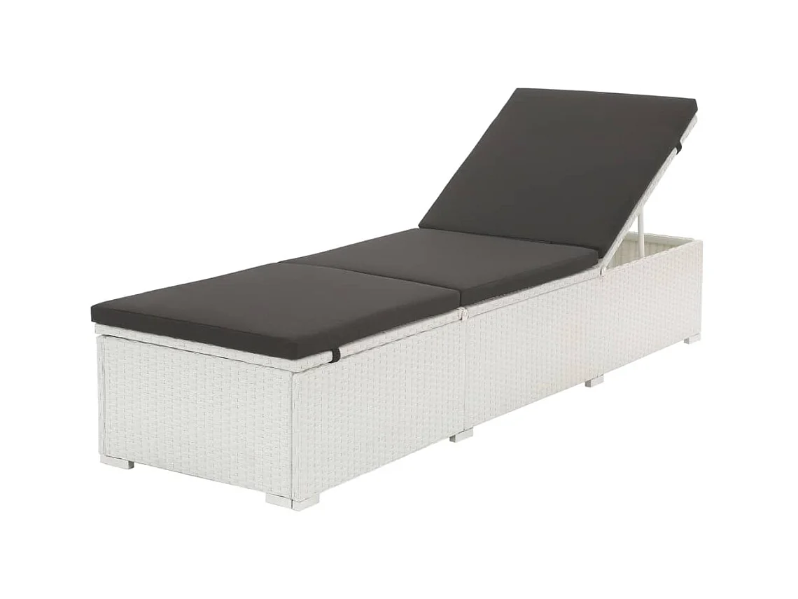 Bain de soleil avec coussin Résine tressée Blanc SEF58395