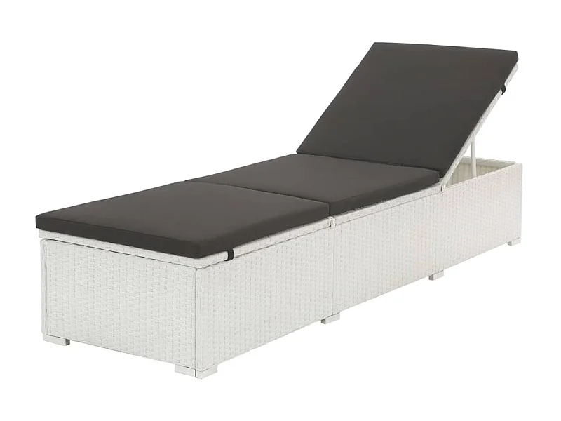 Bain de soleil avec coussin Résine tressée Blanc SEF58395
