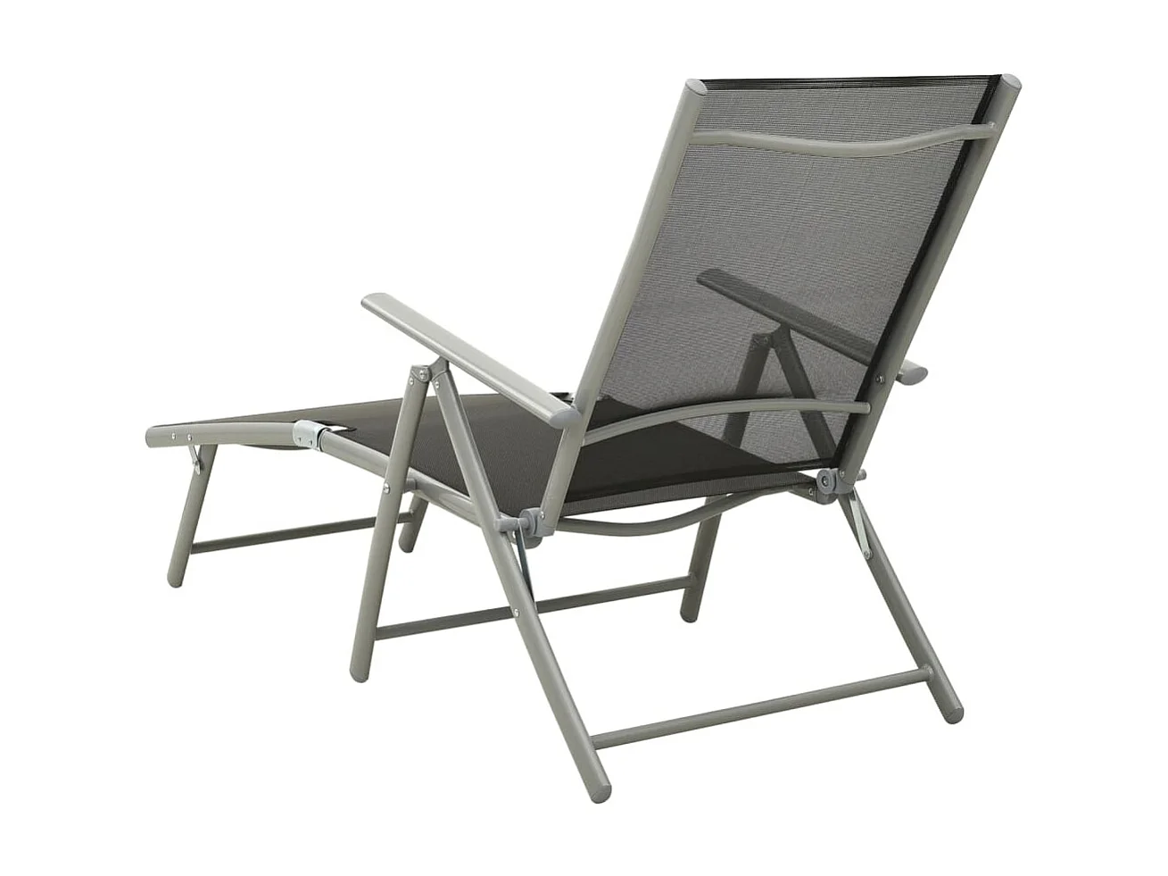 Ligbed inklapbaar textileen en aluminium zwart en zilverkleurig NL829286